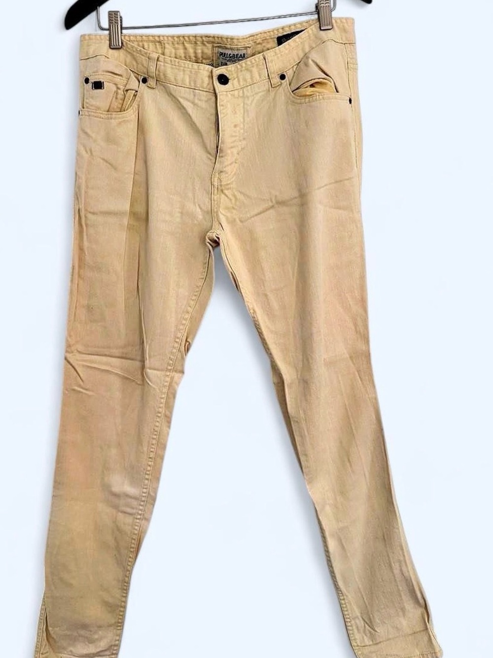 Pull & Bear Men’s Butter Yellow/Tan Slim Fit Pants
